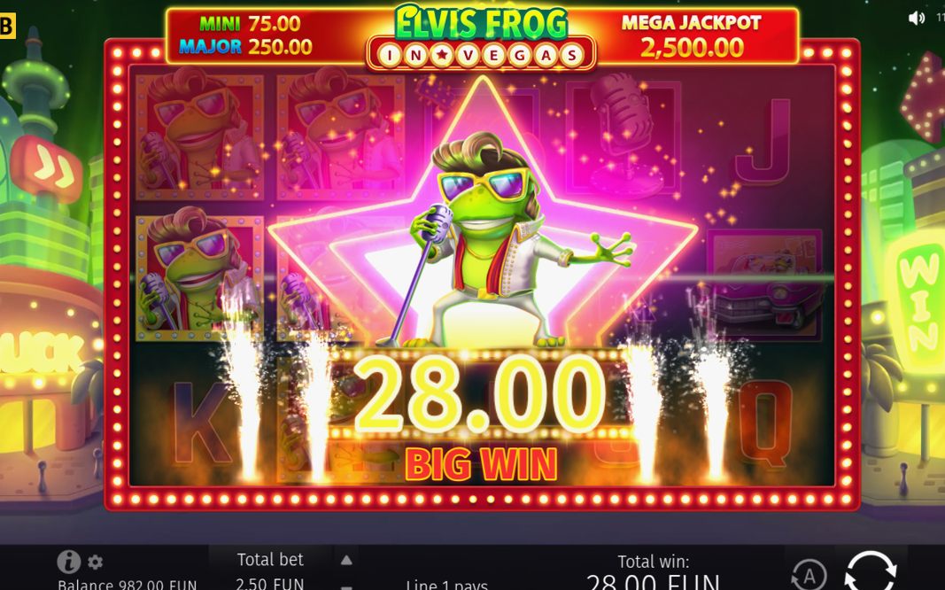 Payout amount shown in A$ after a winning spin